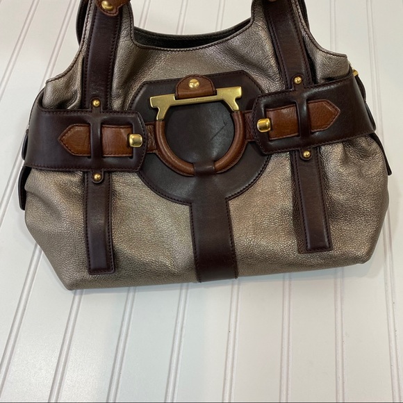 Salvador Ferragamo Pewter & Brown shoulder bag - Picture 4 of 15